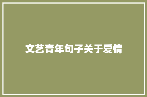文艺青年句子关于爱情 范文赏析