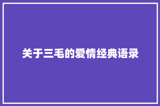关于三毛的爱情经典语录 写作技巧