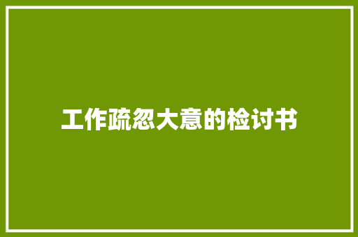 工作疏忽大意的检讨书