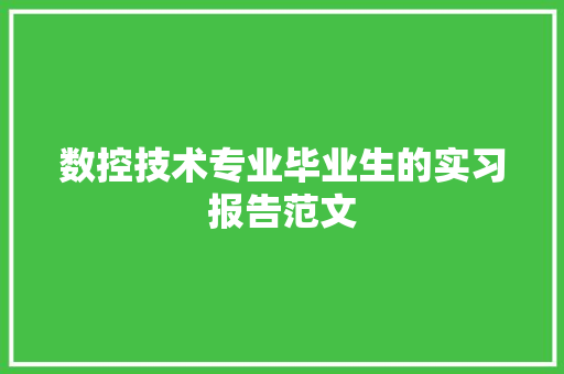 数控技术专业毕业生的实习报告范文 词汇积累