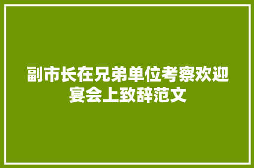 副市长在兄弟单位考察欢迎宴会上致辞范文 写作技巧