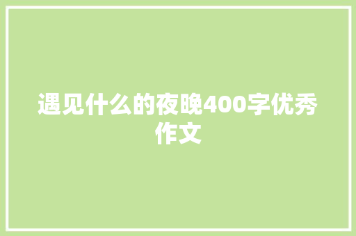 遇见什么的夜晚400字优秀作文 简历模板
