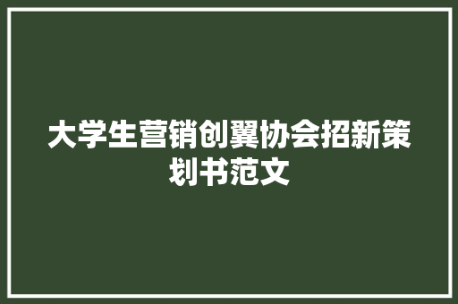大学生营销创翼协会招新策划书范文