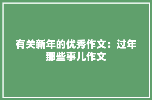 有关新年的优秀作文：过年那些事儿作文 词汇积累