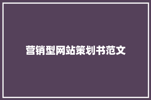 营销型网站策划书范文