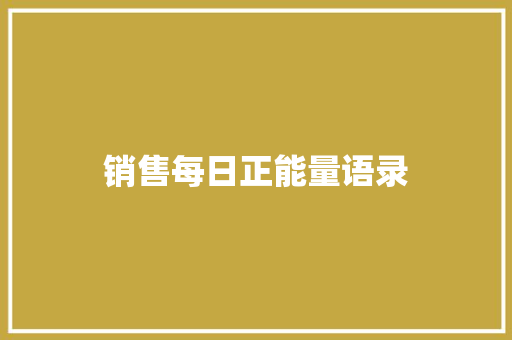 销售每日正能量语录