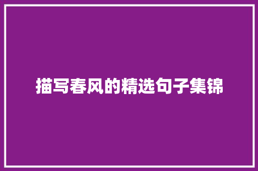 描写春风的精选句子集锦 报告写作