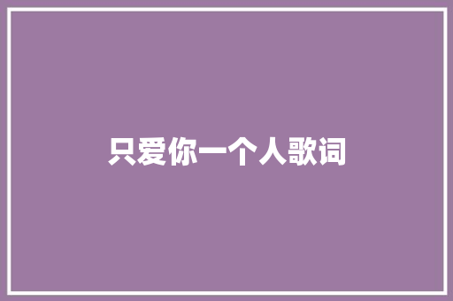只爱你一个人歌词 写作社区