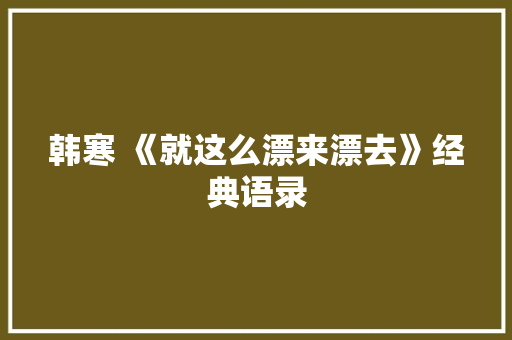 韩寒 《就这么漂来漂去》经典语录 写作技巧