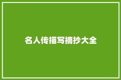 名人传描写摘抄大全 报告写作