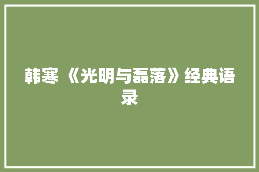 韩寒 《光明与磊落》经典语录 诗歌创作