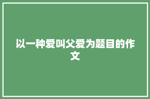以一种爱叫父爱为题目的作文 词汇积累