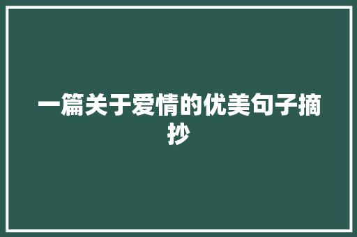 一篇关于爱情的优美句子摘抄 报告写作