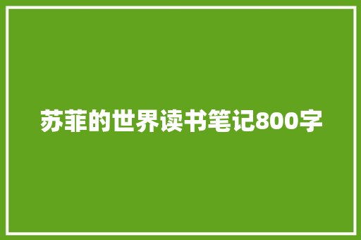 苏菲的世界读书笔记800字 商业文案
