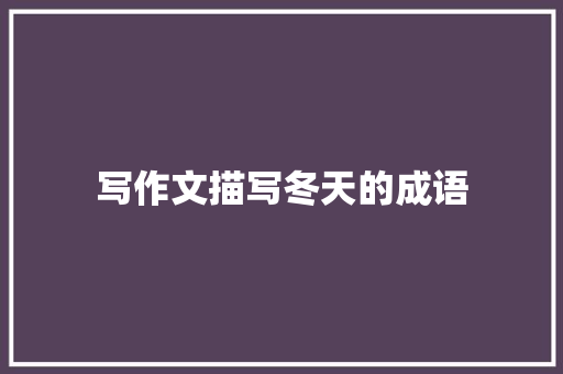 写作文描写冬天的成语 词汇积累
