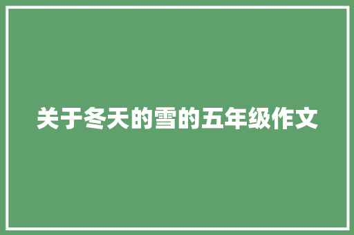 关于冬天的雪的五年级作文 范文赏析