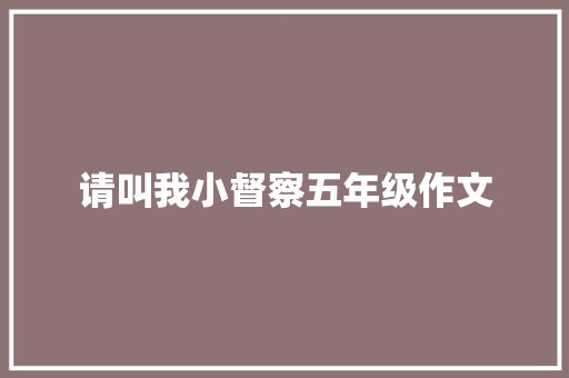 请叫我小督察五年级作文 写作素材