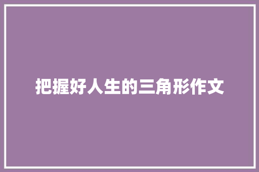 把握好人生的三角形作文