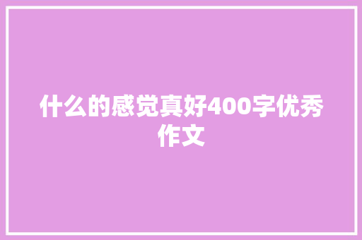 什么的感觉真好400字优秀作文 报告写作