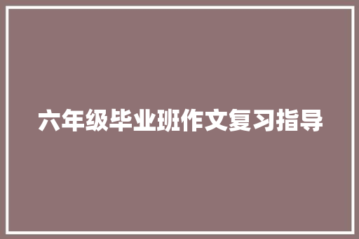 六年级毕业班作文复习指导 简历模板