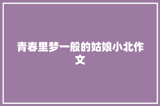 青春里梦一般的姑娘小北作文