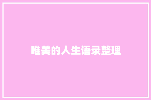 唯美的人生语录整理 简历模板