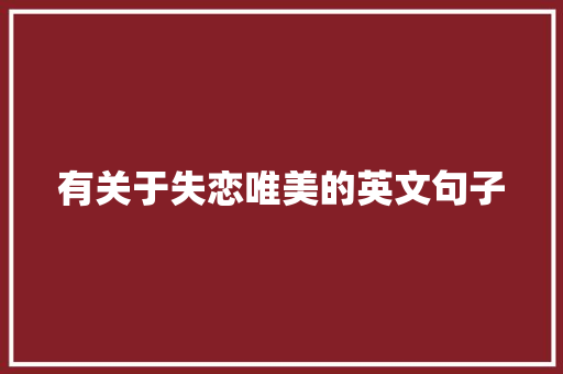 有关于失恋唯美的英文句子 写作社区