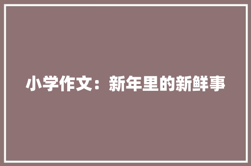 小学作文：新年里的新鲜事 范文赏析