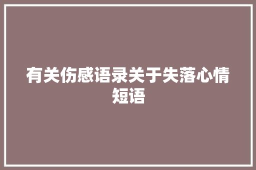 有关伤感语录关于失落心情短语 商业文案