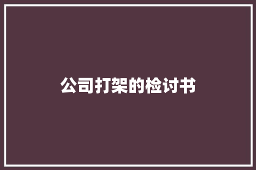 公司打架的检讨书