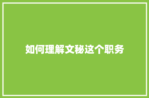 如何理解文秘这个职务 简历模板