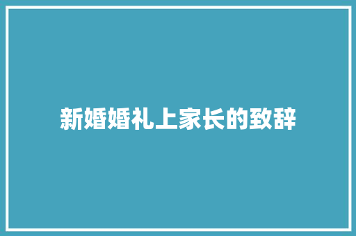 新婚婚礼上家长的致辞 写作素材