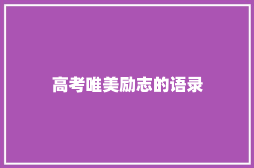 高考唯美励志的语录