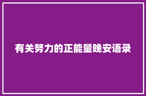 有关努力的正能量晚安语录 写作社区