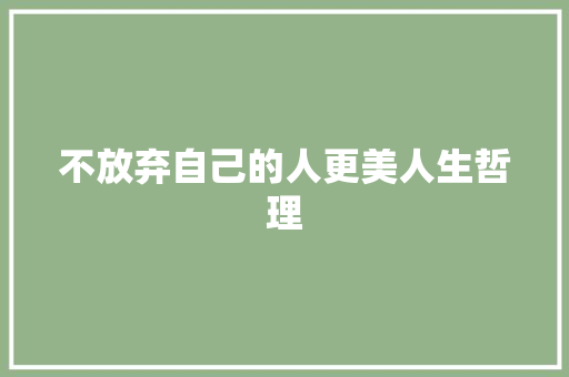 不放弃自己的人更美人生哲理 报告写作