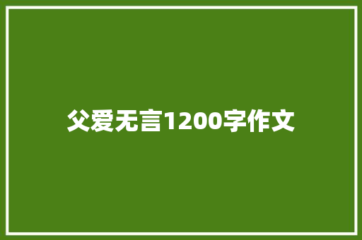 父爱无言1200字作文