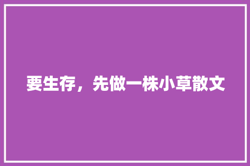 要生存，先做一株小草散文 写作技巧