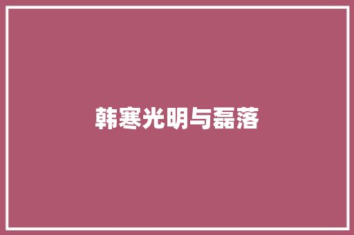 韩寒光明与磊落 范文赏析