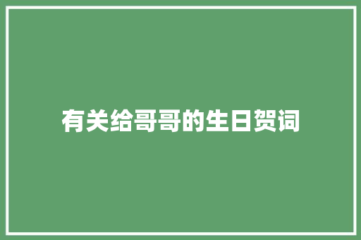 有关给哥哥的生日贺词 报告写作