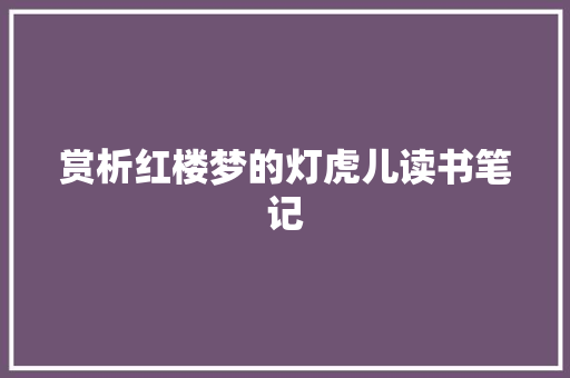 赏析红楼梦的灯虎儿读书笔记 写作素材