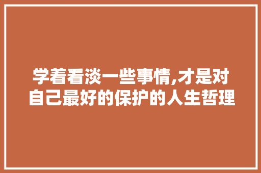学着看淡一些事情,才是对自己最好的保护的人生哲理 写作技巧