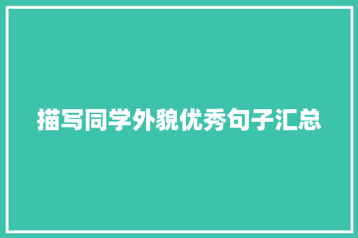 描写同学外貌优秀句子汇总 写作素材