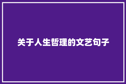 关于人生哲理的文艺句子