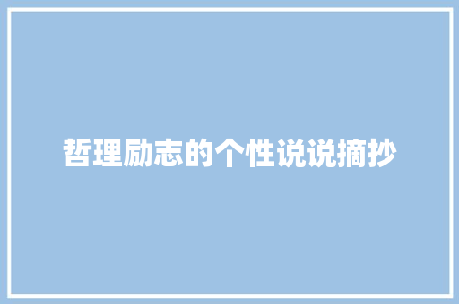 哲理励志的个性说说摘抄 词汇积累