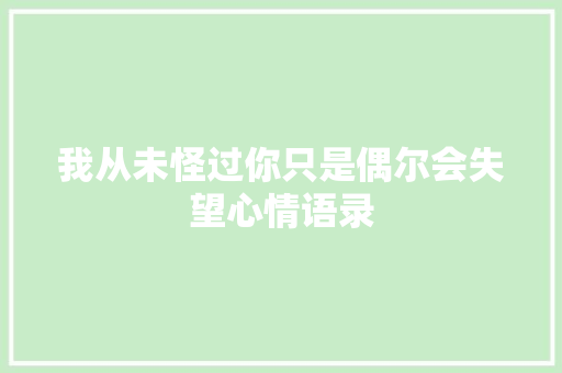 我从未怪过你只是偶尔会失望心情语录