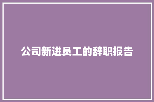 公司新进员工的辞职报告 写作技巧