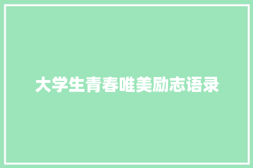 大学生青春唯美励志语录 简历模板