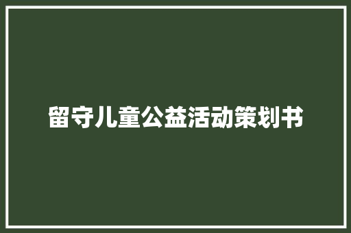 留守儿童公益活动策划书 简历模板