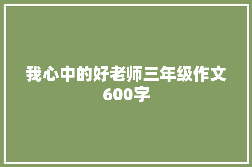 我心中的好老师三年级作文600字 报告写作