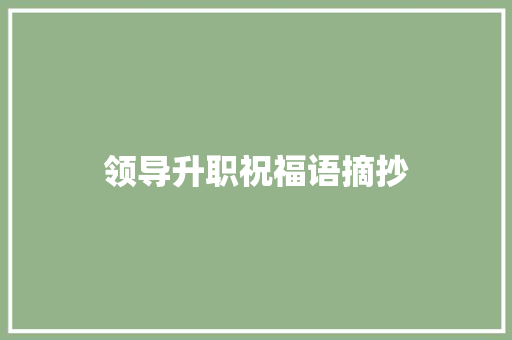 领导升职祝福语摘抄 词汇积累